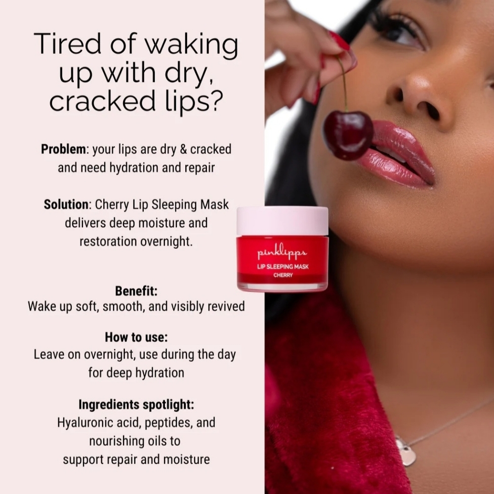 NIB Pinklipps Cherry Lip Sleeping Mask, 0.15G - Picture 2 of 3